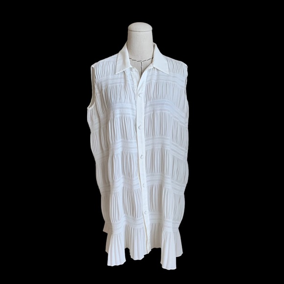 Vintage 90s y2k Vivienne Tam White Pleated Tunic Top Dress Miyake - Picture 1 of 11